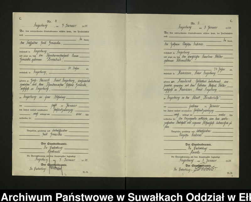 image.from.unit.number "[Sterbe - Register (Neben - Register) Standesamt Angerburg einschl. der Bezirke Gross Strengeln, Kehlen und Prinowen]"