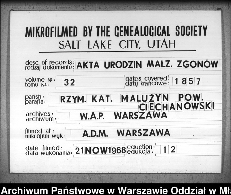 Obraz 1 z jednostki "Akta urodzin, małżeństw i zgonów"