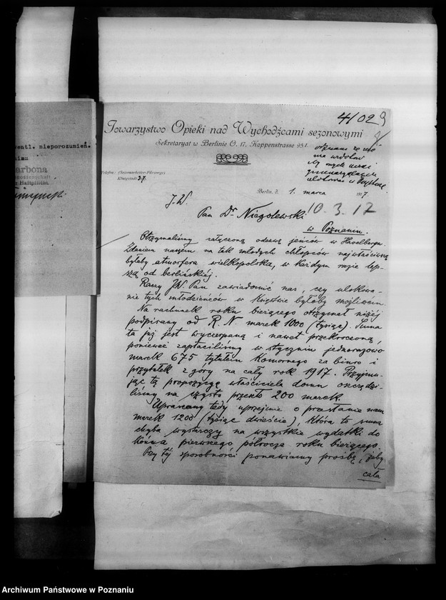 Obraz 13 z jednostki "Korespondencja Komitetu dla Bezdomnych w Berlinie w sprawie pomocy materialnej dla Polaków w Niemczech."