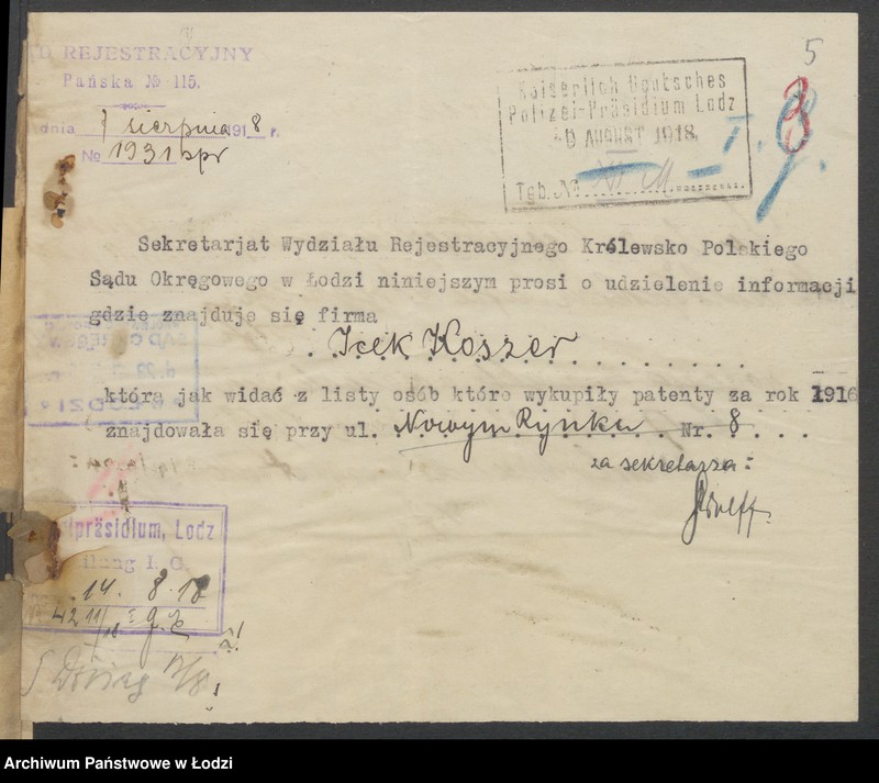 Obraz 7 z jednostki "Icek Koszer- Mojżesz vel Aron Neuman- sprzedaż gotowej garderoby"