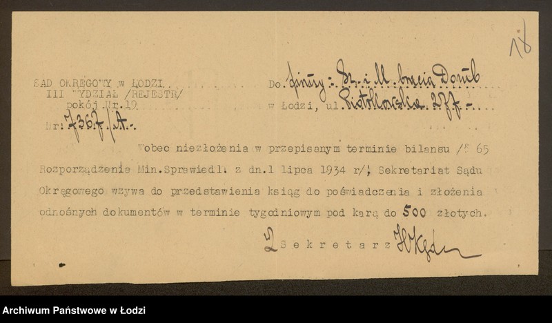 Obraz 20 z jednostki "Sz. I M. Bracia Domb- wyrób i sprzedaż gotowych ubrań"