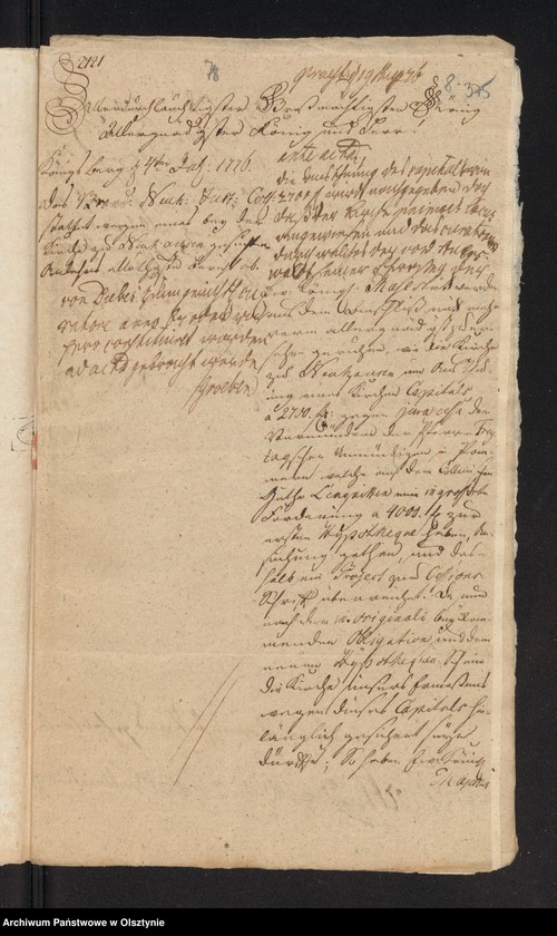 image.from.unit.number "In S. [Sachen] der Freytagschen Vormündern. Wegen eines nachgesuchten Capitals von 2700 f aus der Neuhausenschen Kirchen Caße"