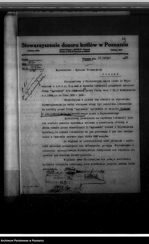 Obraz 18 z jednostki "Zakłady mechaniczne "Agromech" Poznań-Sołacz-Urbanowo nr woj. kotła 6431"