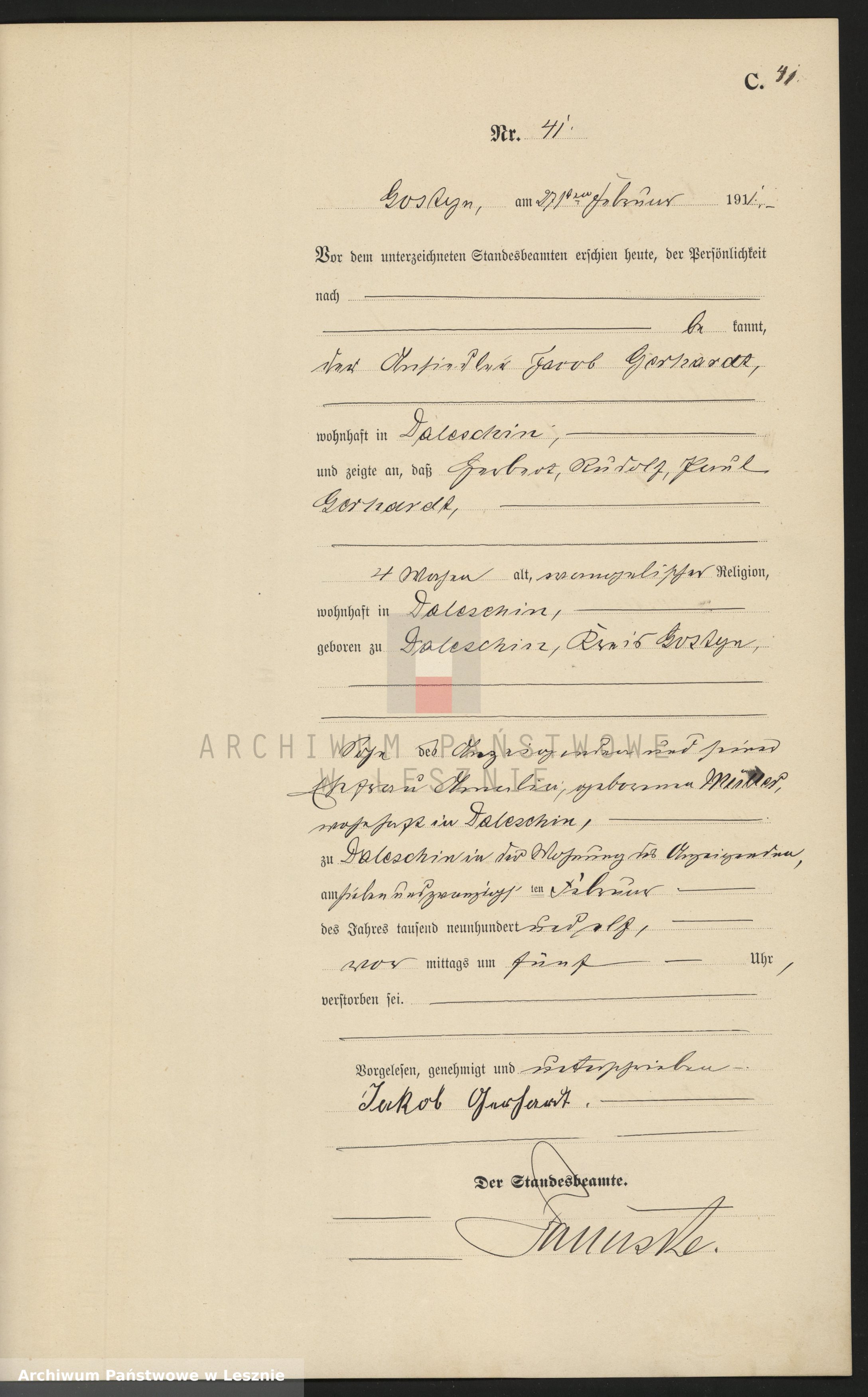 Skan z jednostki: Księga zgonów