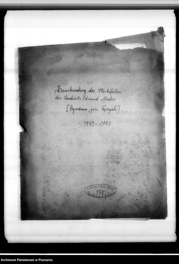 Obraz 4 z jednostki "Beurkundung des Sterbefalles des Landwirts Edmund Modro (Ogrodzona, powiat łęczycki)"