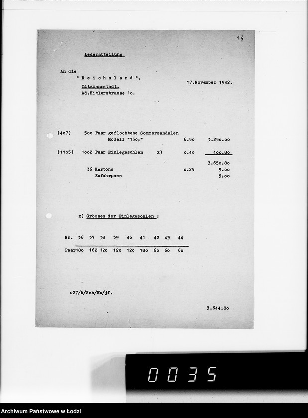 Obraz 17 z jednostki "Aufträge 1105 50.000 P.Einlegesohlen"