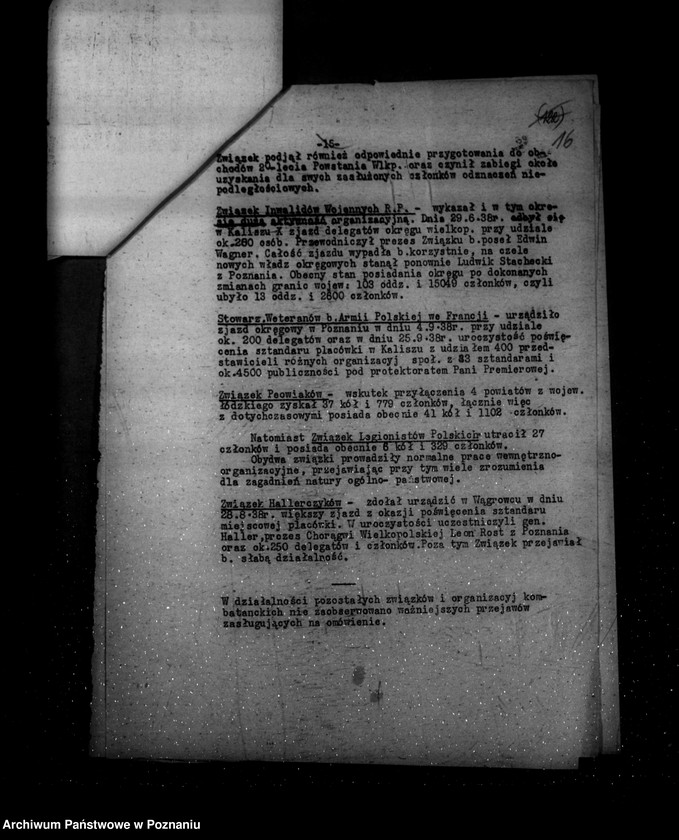 Obraz 20 z jednostki "Sprawozdanie półroczne z życia polskich legalnych stowarzyszeń i związków za okres od 1 kwietnia do 30 września 1938 r."