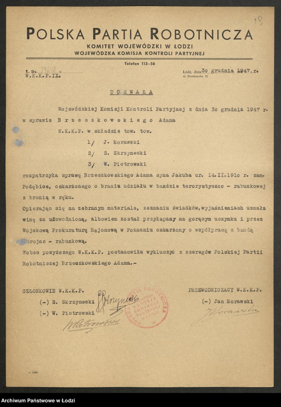 Obraz 20 z jednostki "[Uchwały WKKP A-O]"