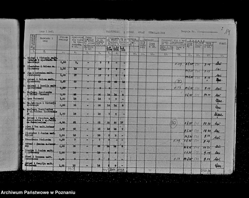 Obraz 20 z jednostki "/Wykaz imienny należności z tytułu scalenia gruntów - osada Grzegorzew /w gminie Krzykosy powiat Koło/"