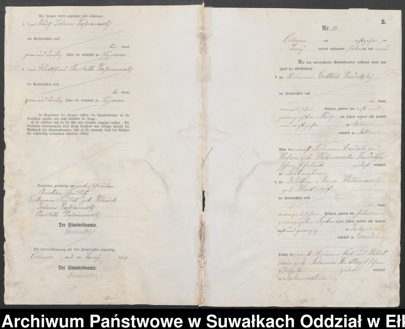 image.from.unit.number "Heiraths-Neben-Register des Preussischen Standes-Amtes Orlowen Kreis Loetzen"
