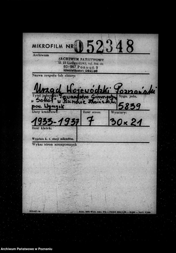 Obraz 2 z jednostki "/Towarzystwo Gimnastyczne „Sokół" w Runowie Kraińskim powiat Wyrzysk - rejestracja/"