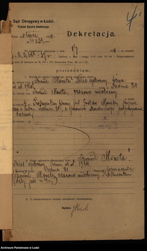 Obraz 10 z jednostki "Szmul Moneta – skład apteczny"