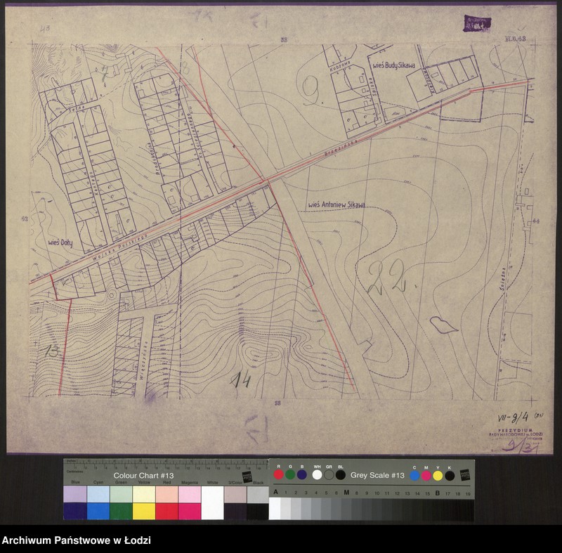 Obraz 1 z jednostki "Plan m. Łodzi 1:2000 z oznaczeniem podziału miasta na Obwody Komitetów Blokowych. Sekcja NO43"