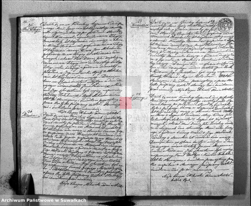 Obraz 12 z jednostki "Księga Duplikatu zawierająca w Sobie Akta Urodzonych, Zaślubionych y Umarłych z Roku 1834 Parafij Leypuńskiey"