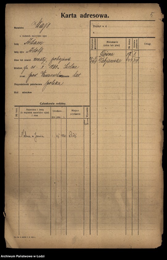 Obraz 7 z jednostki "[Spis ludności Łodzi] Wajs - Wajsbard"