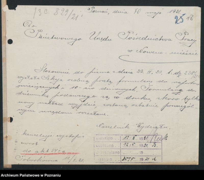 Obraz 15 z jednostki "Ministerstwo B.Dz.Pruskiej Dep.13.Pracy i Opieki Społecznej Wydział Pośredn.Pracy PUPP Lubawa"