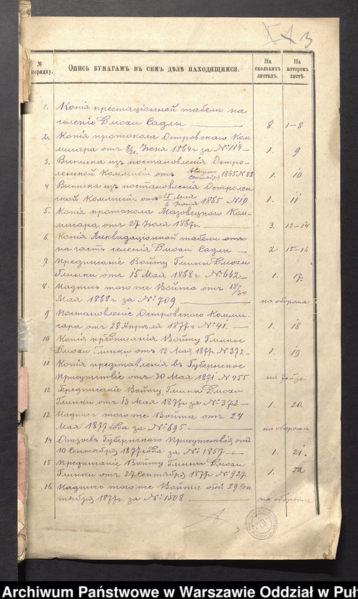 image.from.unit.number "O urządzaniu chłopów byłej rządowej wsi Dmochy-Sadły, gm. Długosiodło, wchodzącej w skład prywatnej własności Przetycz podlegającej właścicielowi Witalisowi Krasnodębskiemu"