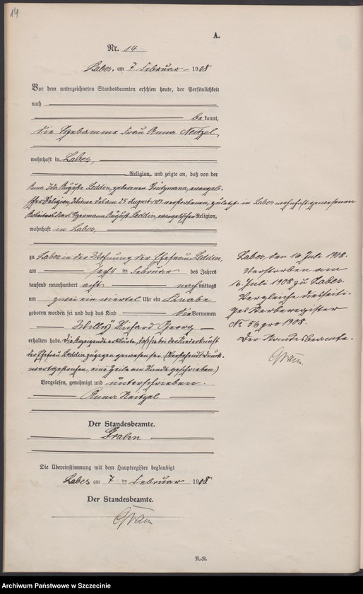 Obraz 17 z jednostki "Geburtsregister"