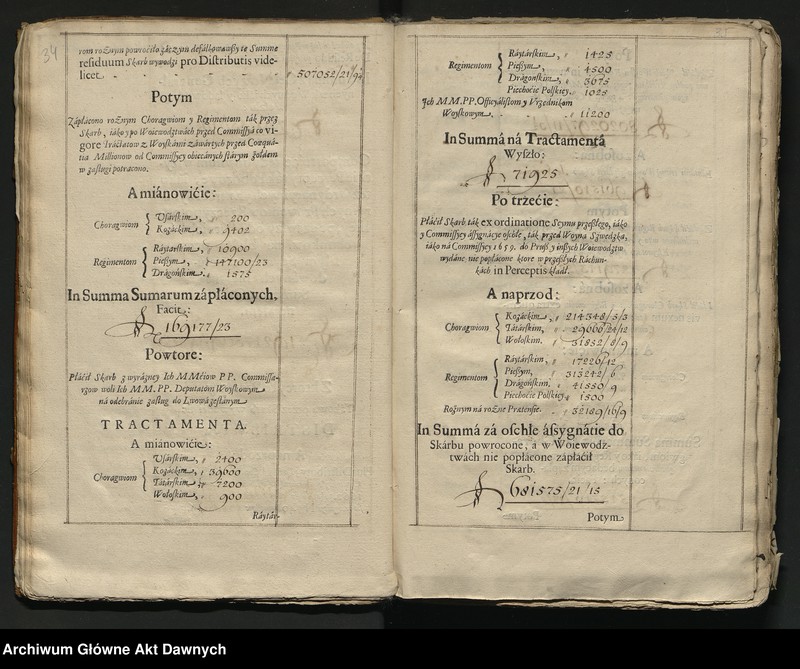 image.from.unit.number "Księgi obejmujące tzw. addytamenta wojskowe, delaty kwarciane, taryfy, hyberny i inne. 1643-1794"