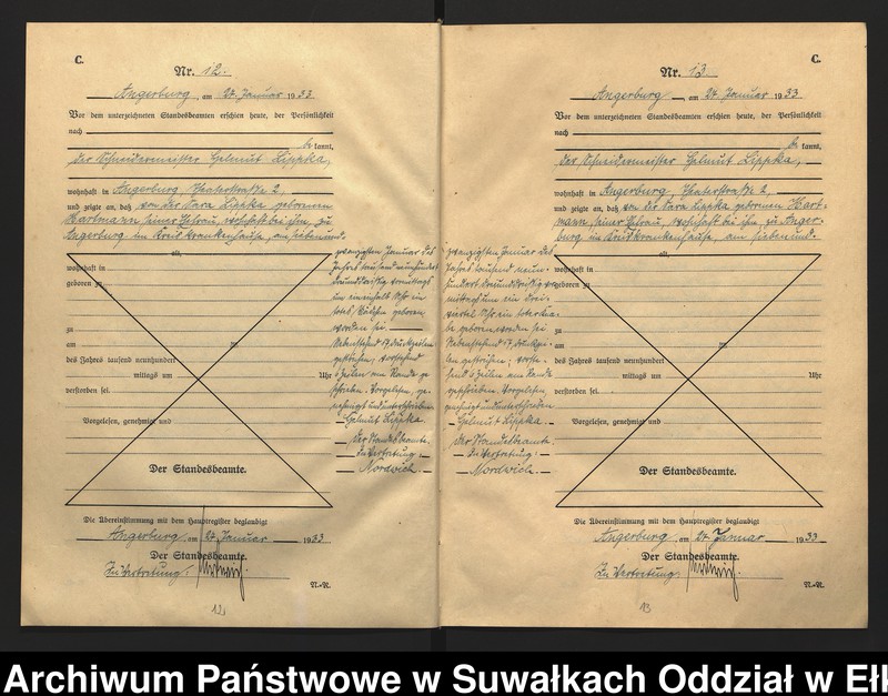 image.from.unit.number "C2. Sterbe - Register (Neben - Register) Standesamt Angerburg Ostpr. einschl. der Standesamtsbezirk Gross Strengeln, Kehlen und Prinowen"