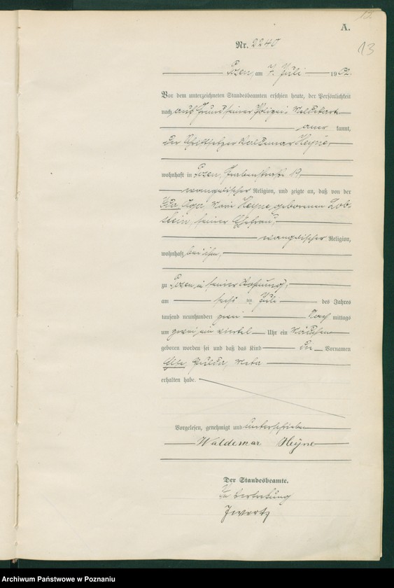 Obraz 16 z jednostki "Księga miejscowa urodzeń t. V"