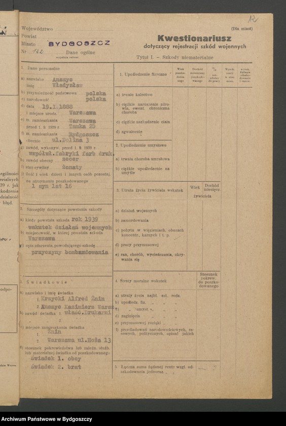 image.from.unit.number "Kwestionariusz dotyczący rejestracji szkód wojennych, nr 121-180"