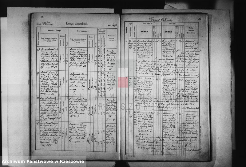 image.from.unit.number "Księga zapowiedzi , małżeństw , urodzeń i zgonów - Połomia, Baryczka, Glinik Charzewski, Glinik Zaborowski, Piekarówka i Wyżne za 1890 rok"