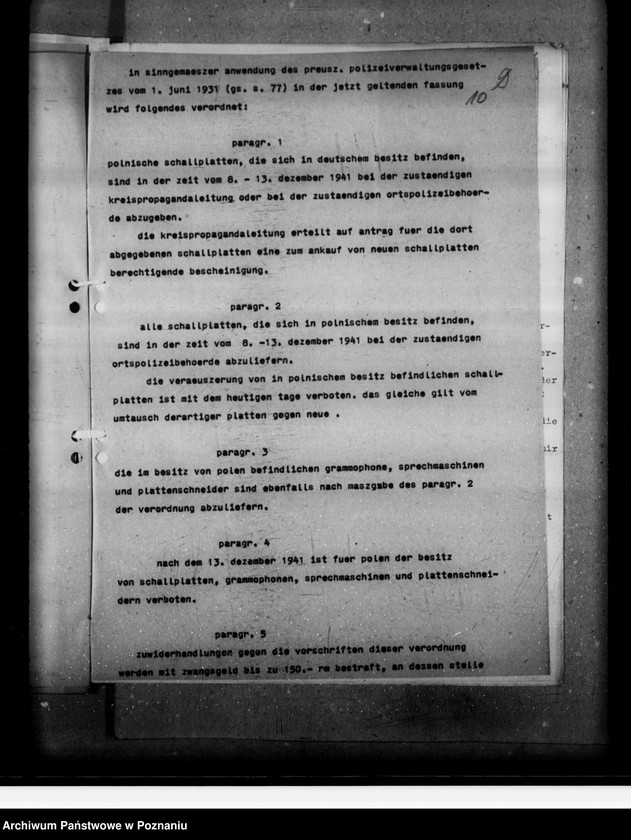 Obraz 14 z jednostki "Polizei verordnung über die Abgabe von Schaltplatten und Gramophonen"