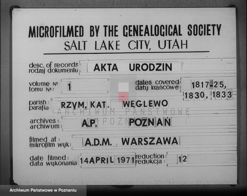image.from.team "Akta stanu cywilnego Parafii Rzymskokatolickiej Węglewo (pow. poznański)"
