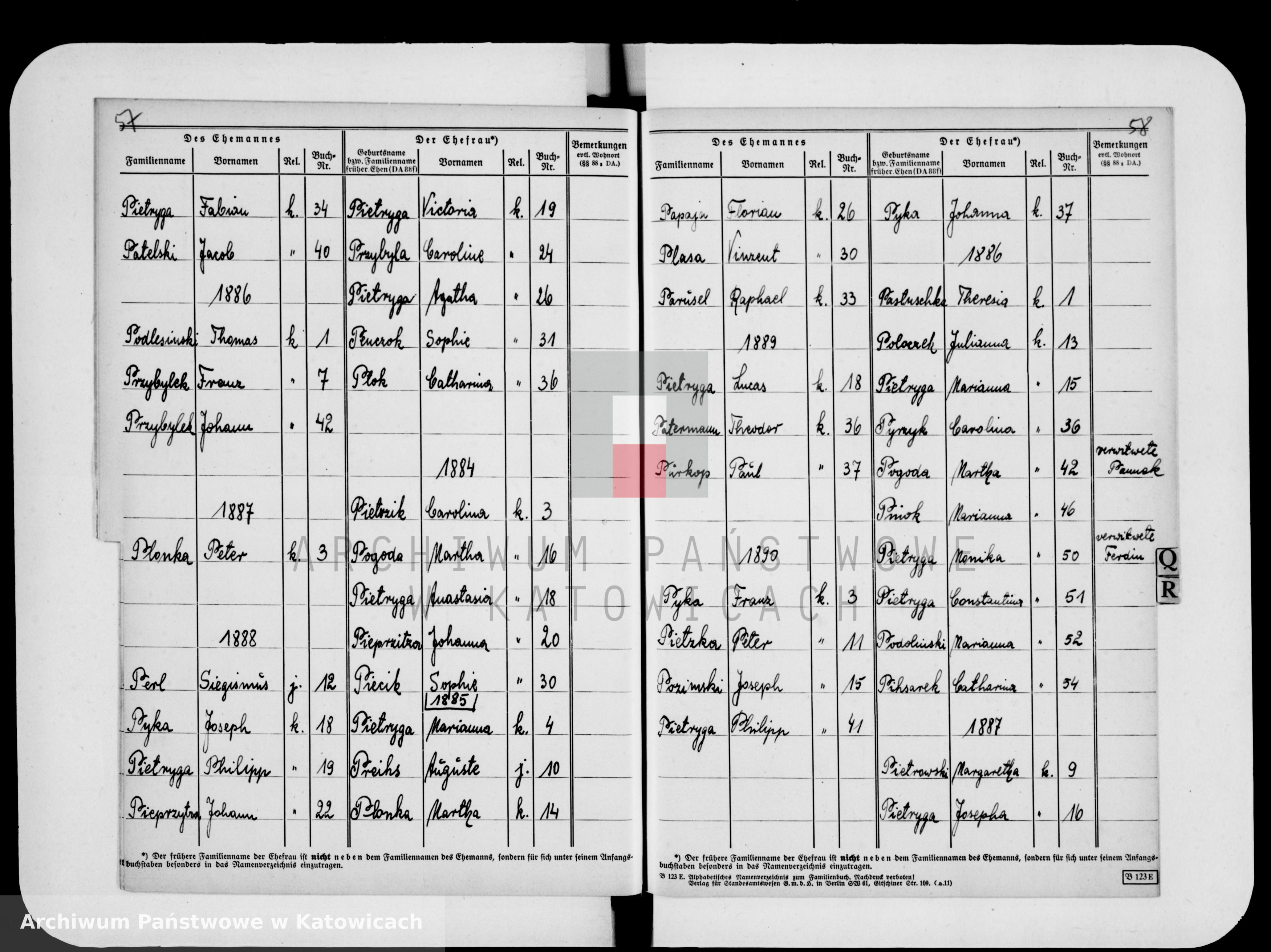 Skan z jednostki: Skorowidz do ksiąg małżeństw za lata 1874-1890