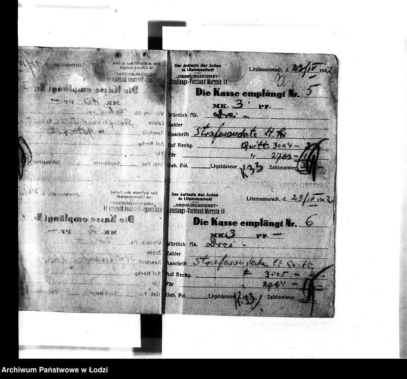 Obraz 5 z jednostki "[Pokwitowania otrzymanych pieniędzy, listy wypłat i inne]"