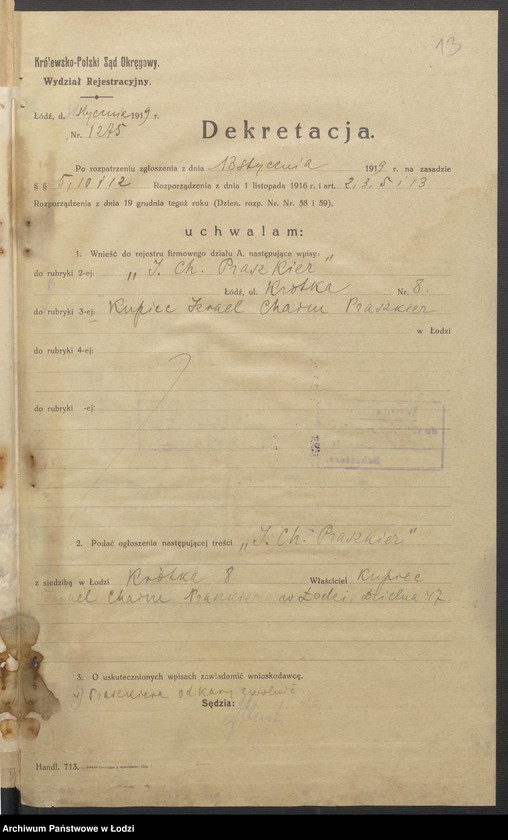 Obraz 15 z jednostki "Izrael Chaim Praszkier- sprzedaż farb"