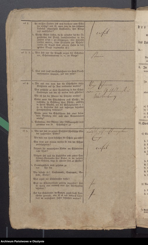 image.from.unit.number "Schulen Tabelle und Tabellarischer Bericht das Schulwesen des evangelischen Kirchspiels Wartenburg"