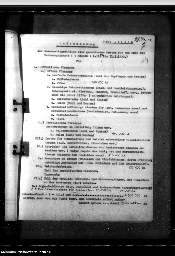 Obraz 20 z jednostki "Zarządzenia i korespondencja w sprawie opieki społecznej, zwłaszcza jej finansowania"