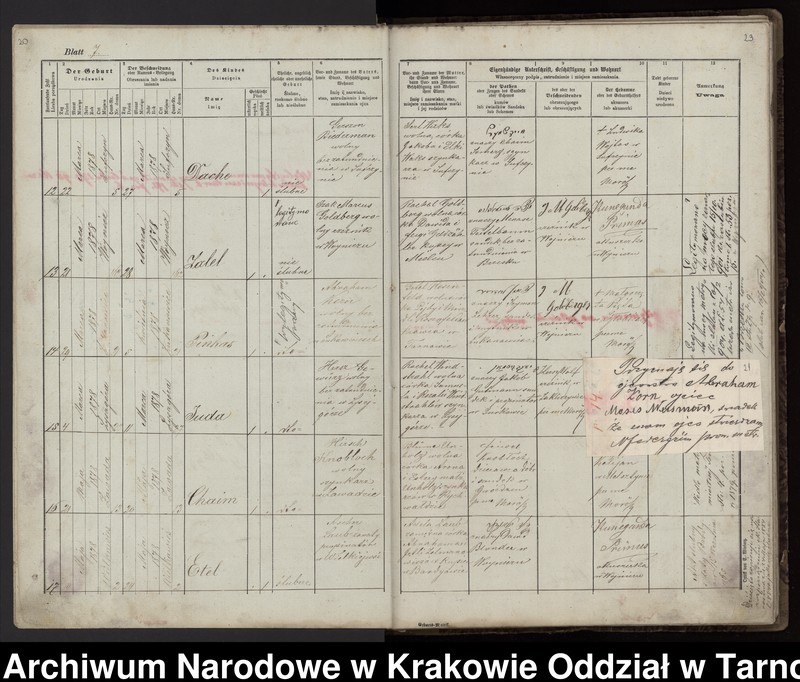 Obraz z zespołu "Akta stanu cywilnego Izraelickiego Okręgu Metrykalnego w Wojniczu"