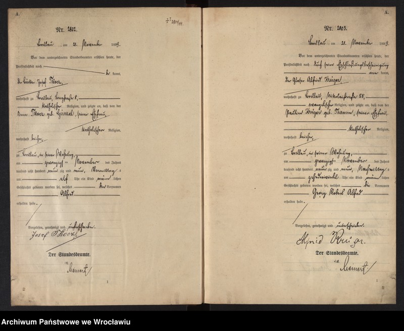 image.from.unit.number "Geburts-Haupt-Register Breslau I 1899 Band 8"