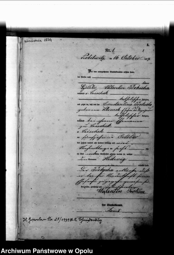 image.from.unit.number "Urząd Stanu Cywilnego Kobylice Księga urodzeń rok 1874 oraz Księga zgonów 1875-1876."