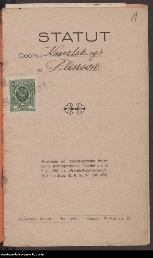 image.from.unit.number "Statut cechu kowalskiego w Pleszewie"