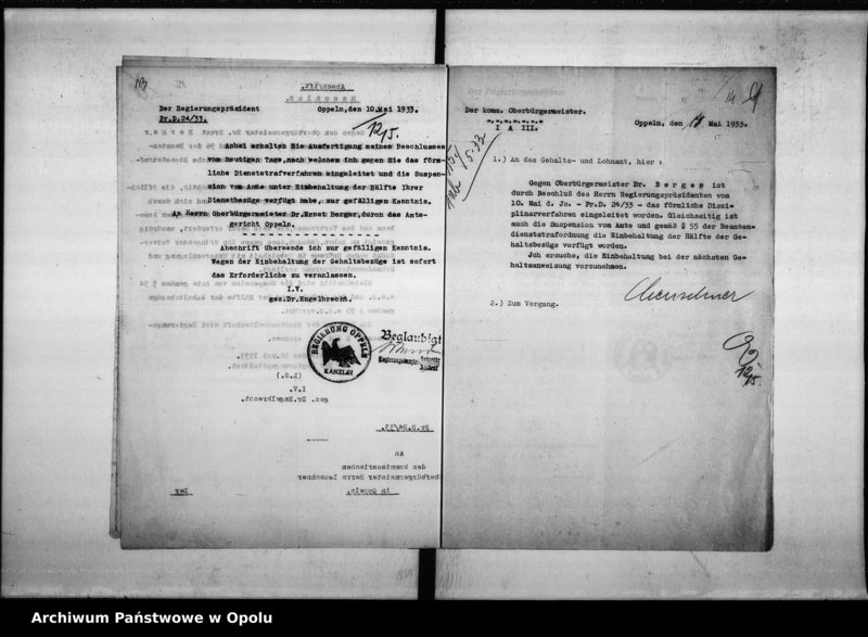 Obraz 13 z jednostki "Stadtverwaltung Oppeln. Dienststrafverfahren gegen Dr. Berger"
