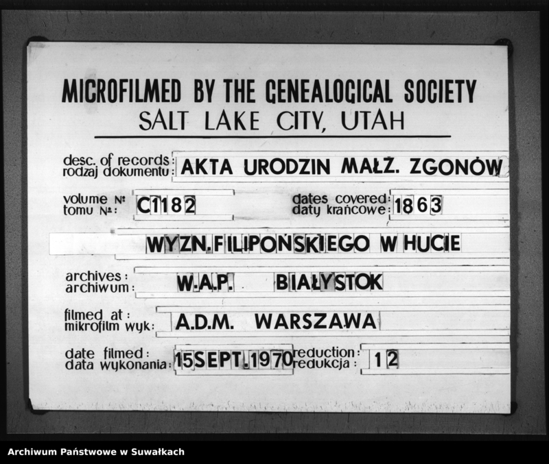 image.from.unit.number "Duplikat Aktów Urzędnika Stanu Cywilnego Sekty Filipońskiej Okręgu Hutta Urodzonych, Zaślubionych i Zmarłych na rok 1863"