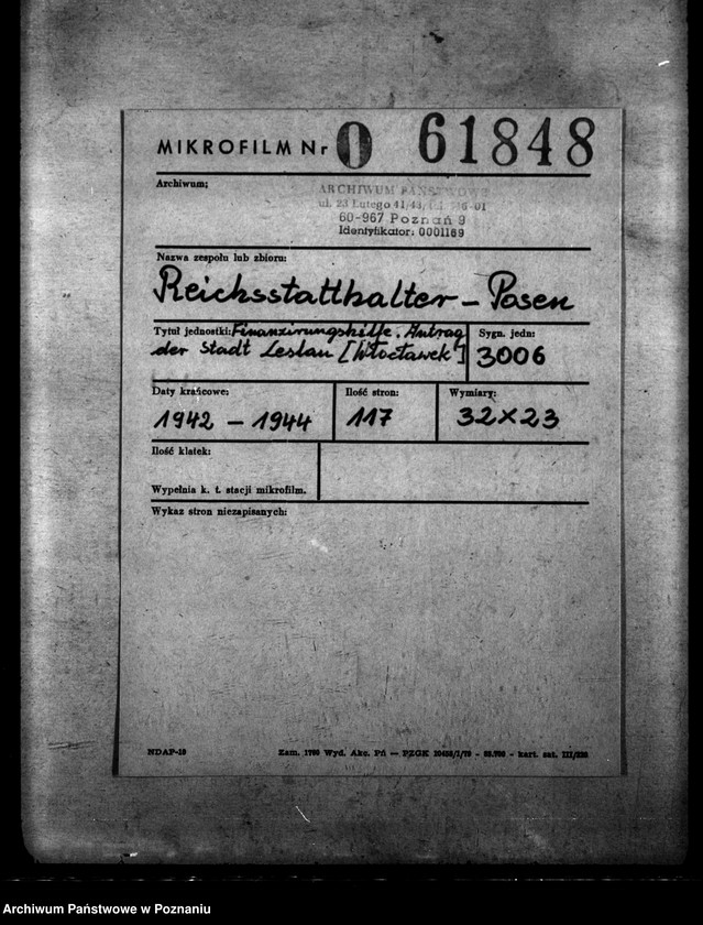 Obraz 2 z jednostki "Finanzierungshilfe. Antrag der Stadt Leslau (Włocławek)"