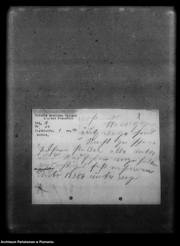 image.from.unit.number "Afisze, druki, odezwy, wycinki prasowe związane z wybuchem wojny i jej przebiegiem, między innymi telegramy: o mobilizacjiz 2 sierpnia 1914 roku i rekwirowaniu pojazdów oraz rozkład jazdy pociągów specjalnych w związku z mobilizacją [język niemiecki.]"