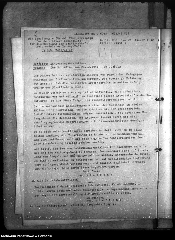 Obraz 11 z jednostki "Dienstwohnug für den Polizeipräsidenten. Entlausungsanstalten. Ausbau der Befehlstellen der Polizei"