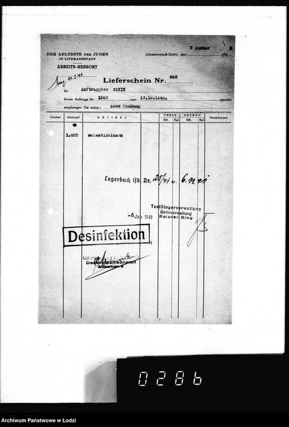 Obraz 8 z jednostki "[Dowody dostawy umundurowania dla intendentury marynarki w Kiel]"