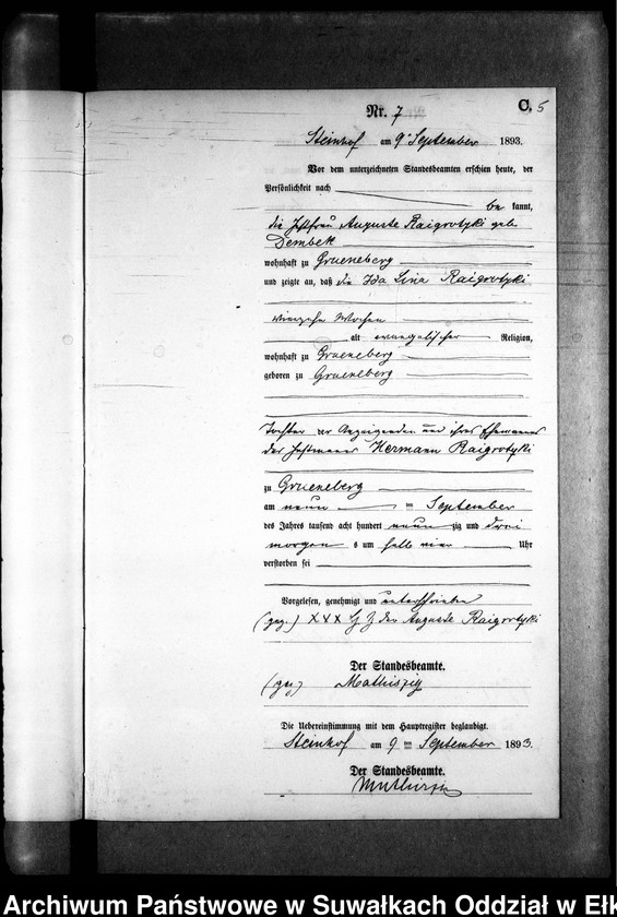 image.from.unit.number "Sterbe-Neben-Register des Preussischen Standes-Amtes Gr. Strengeln Kreis Angerburg"