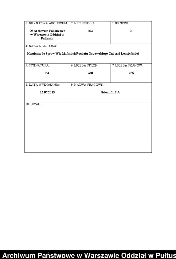 image.from.unit.number "O urządzaniu chłopów wsi Wólka Grochowska i Malaszek wchodzących w skład własności poduchowej Leszczydół, gm. Długosiodło"