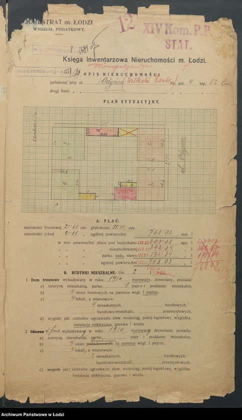 image.from.unit.number "Księga inwentarzowa nieruchomości m. Łodzi ul. Odyńca"