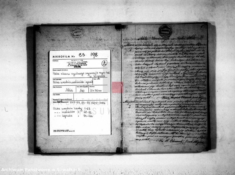 image.from.unit.number "Duplikat aktu urodzonych, zaślubionych i zmarłych parafii wigierskiej z roku 1866"