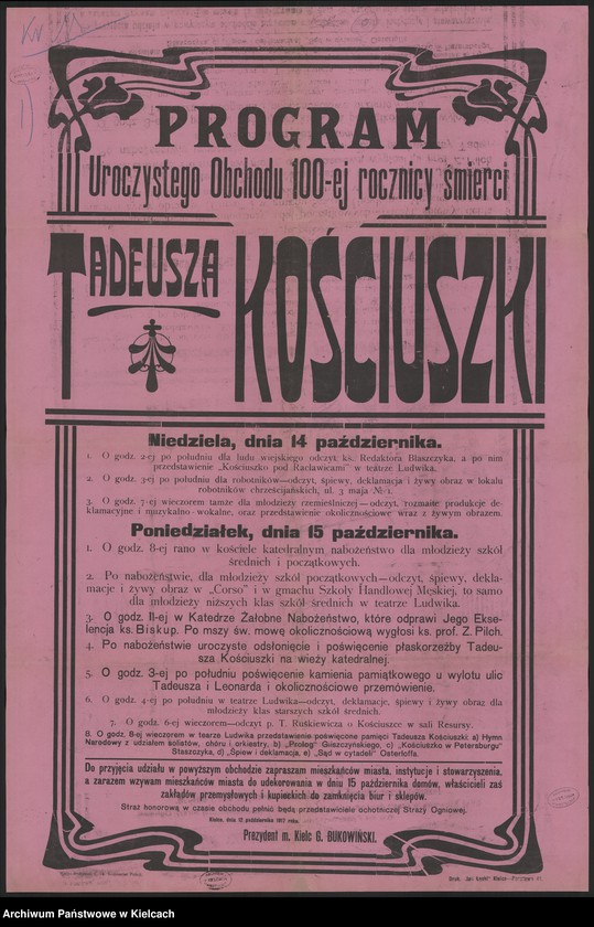 Obraz 9 z kolekcji "Afisze, plakaty dotyczące wydarzeń politycznych i społecznych w Kielcach, lata 1915-1919111"