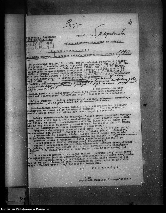 Obraz 6 z jednostki "Zatwierdzenie projektu rozbudowy zakładu przemysłowego /fabryki kotłów centralnego ogrzewania i odlewni żelaza firmy Höntschi Spółka Poznań-Rataje/"